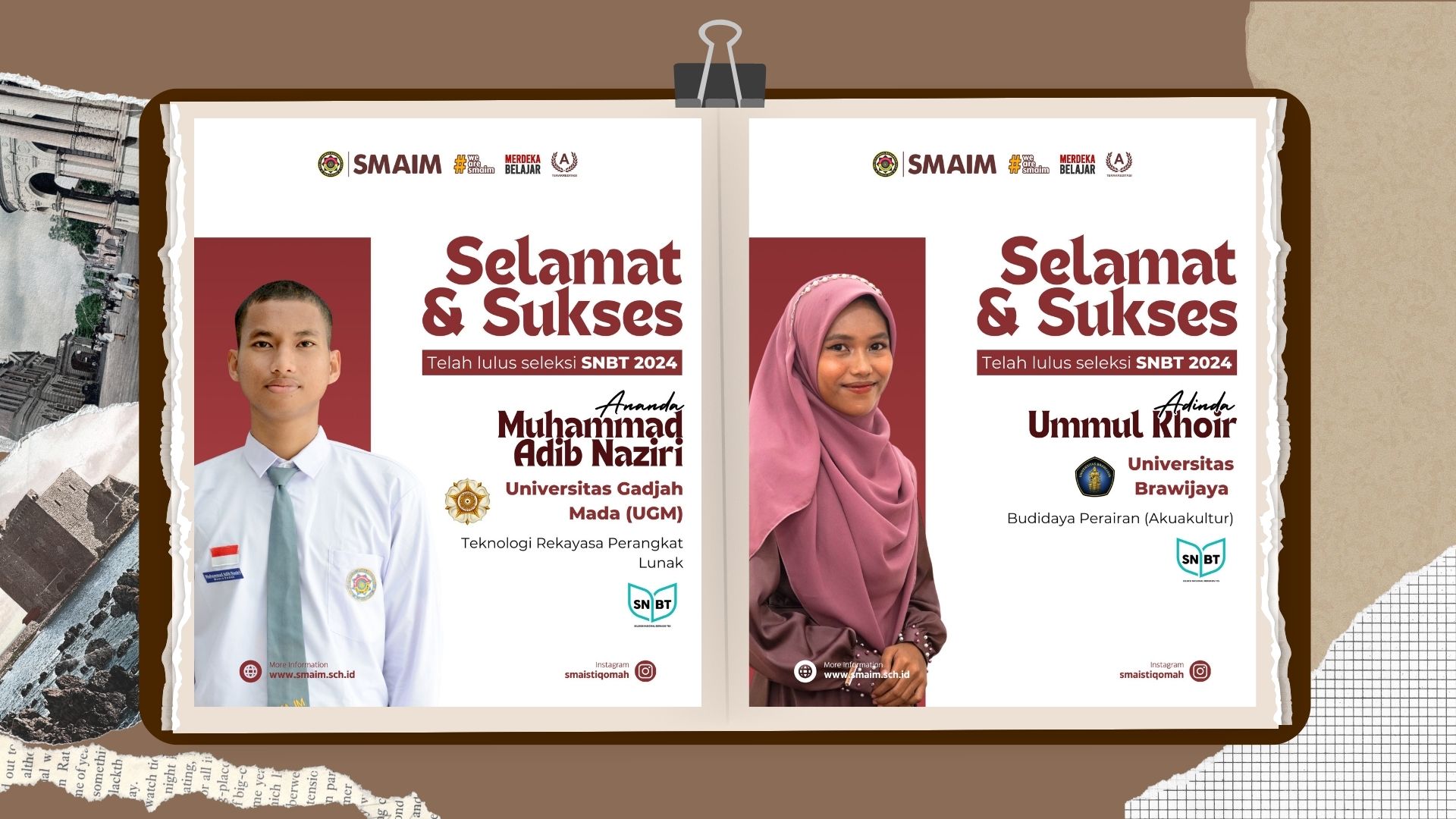 2 SANTRI SMAIM LOLOS SNBT DI KAMPUS FAVORIT INDONESIA (UGM & UB)